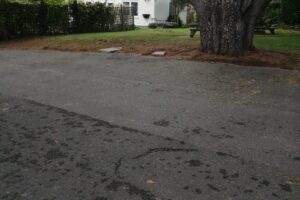 Car park area with faded lines before line marking work