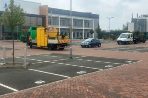 JJC Roadways van on a newly line-marked office car park